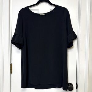 BiBi Black Flutter Sleeve Blouse with Ruffled Style